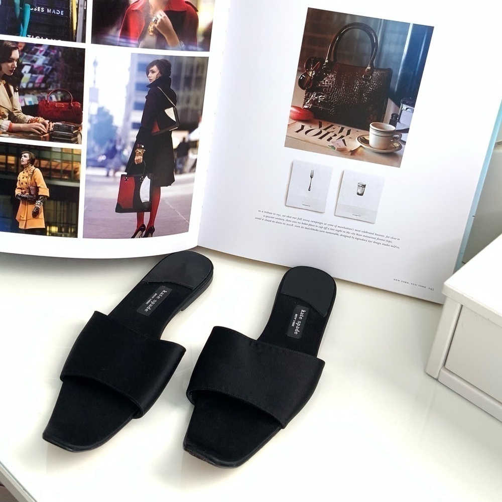 Kate Spade Black Satin & Leather Sandals